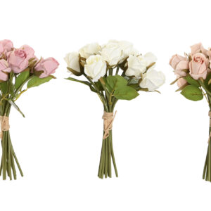 RAMO ROSAS TELA 17X17X28 2 SURT. BLANCA-ROSA