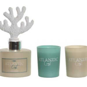 SET DIFUSOR AROMA MARINO CRISTAL - MIKADO + 2 VELAS